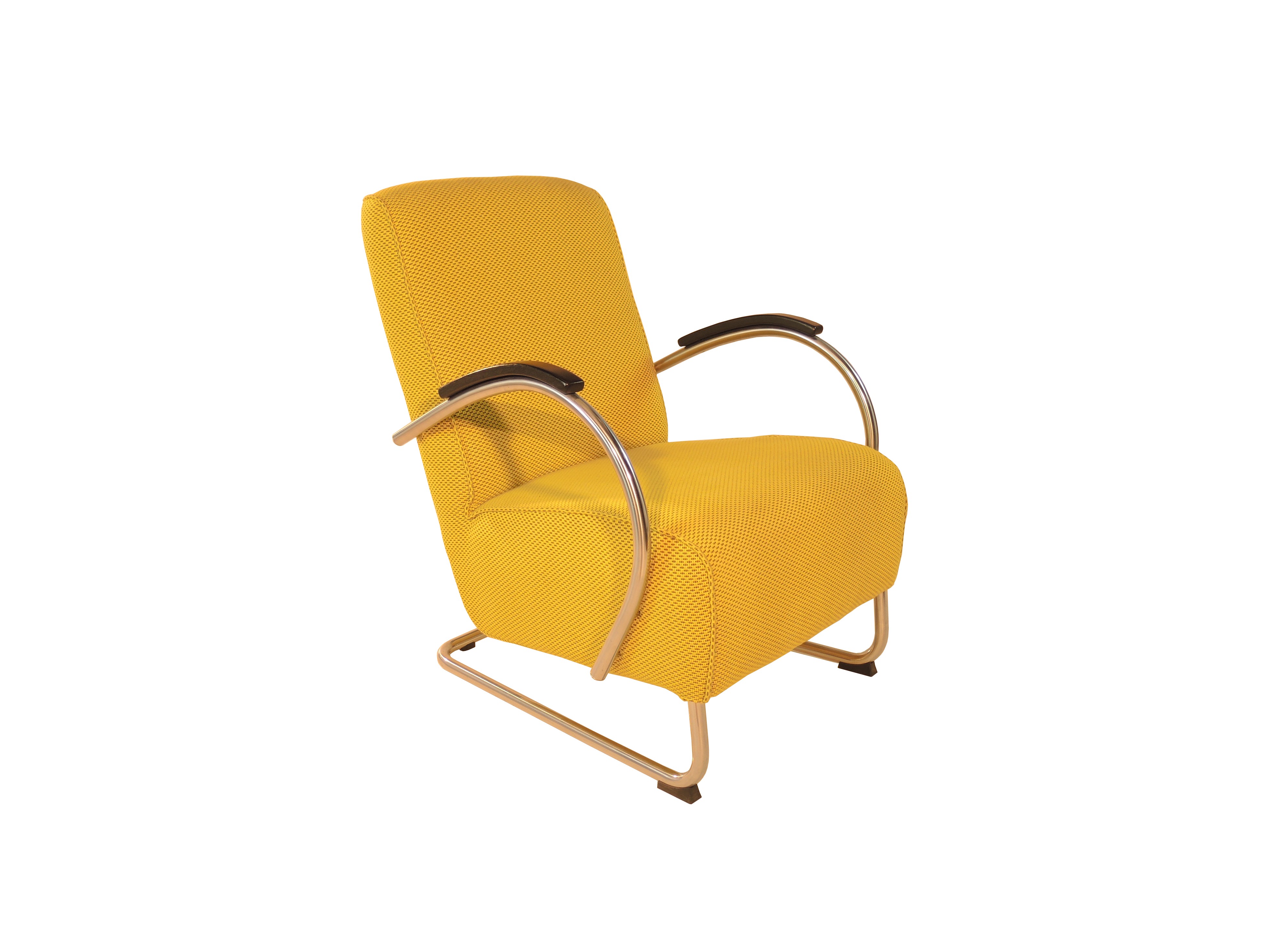 Geldschieter duim band Retro - Design fauteuil, met verchroomd onderstel en uniek design